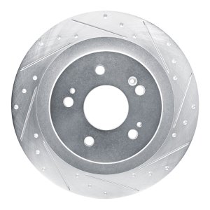 Acura TLX Brake Rotor (1) - Rear Right - R1 Concepts - Drilled & Slotted - Silver - `21-`25